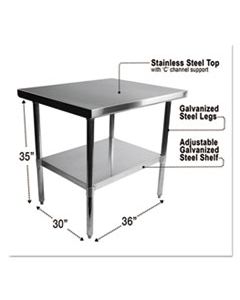 ALEXS3630 NSF APPROVED STAINLESS STEEL FOODSERVICE PREP TABLE, 36 X 30 X 35, SILVER