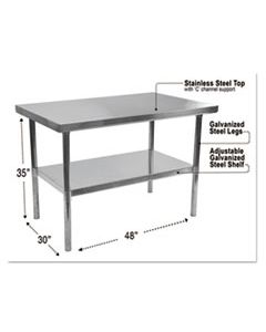ALEXS4830 NSF APPROVED STAINLESS STEEL FOODSERVICE PREP TABLE, 48 X 30 X 35H, SILVER