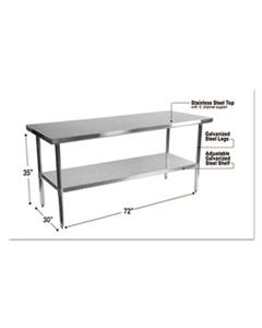 ALEXS7230 NSF APPROVED STAINLESS STEEL FOODSERVICE PREP TABLE, 72 X 30 X 35, SILVER