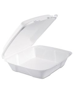DCC90HT1R FOAM HINGED LID CONTAINERS, 9.375 X 9.375 X 3, WHITE, 200/CARTON
