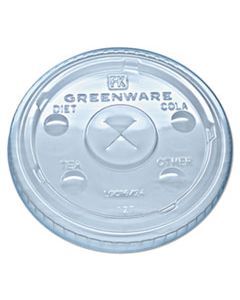 FABLGC1624 GREENWARE COLD DRINK LIDS, FITS 16 OZ, 18 OZ, 24 OZ CUPS, X-SLOT, CLEAR, 1,000/CARTON