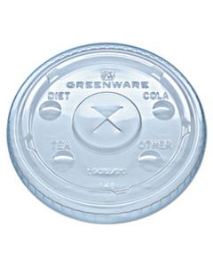 FABLGC1220 GREENWARE COLD DRINK LIDS, FITS 9 OZ OLD FASHIONED CUPS, 12 OZ SQUAT CUPS, 20 OZ CUPS CLEAR, 1,000/CARTON