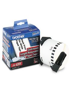 BRTDK4205 REMOVABLE PAPER LABELS TAPE, 2.4" X 100 FT ROLL, WHITE