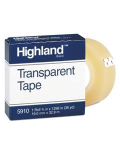 MMM5910341296 TRANSPARENT TAPE, 1" CORE, 0.75" X 36 YDS, CLEAR