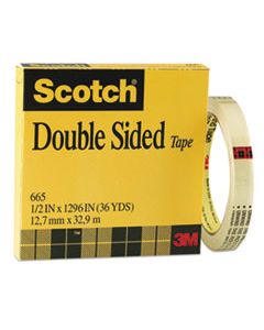 MMM665121296 DOUBLE-SIDED TAPE, 3" CORE, 0.5" X 36 YDS, CLEAR