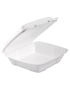 DCC90HTPF1R FOAM HINGED LID CONTAINER, 1-COMP, 9 X 9 2/5 X 3, WHITE, 100/BAG, 2 BAG/CARTON