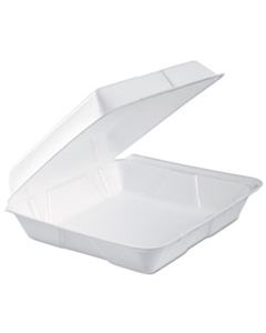 DCC95HTPF1R FOAM HINGED LID CONTAINER, 1-COMP, 9.3 X 9 1/2 X 3, WHITE, 100/BAG, 2 BAG/CARTON