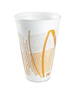 DCC16LX16E IMPULSE HOT/COLD FOAM DRINKING CUPS, 16 OZ, WHITE/ORANGE/GRAY, 1000/CARTON