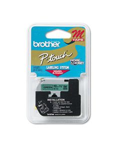 BRTM731 M SERIES TAPE CARTRIDGE FOR P-TOUCH LABELERS, 0.47" X 26.2 FT, BLACK ON GREEN