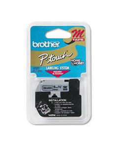 BRTM921 M SERIES TAPE CARTRIDGE FOR P-TOUCH LABELERS, 0.35" X 26.2 FT, BLACK ON SILVER