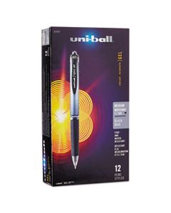 SAN65940 SIGNO RETRACTABLE GEL PEN, 0.7MM, BLACK INK, BLACK/METALLIC BARREL, DOZEN