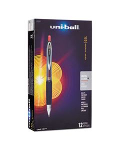 SAN61257 SIGNO 207 RETRACTABLE GEL PEN, MICRO 0.5MM, RED INK, SMOKE/BLACK/RED BARREL, DOZEN