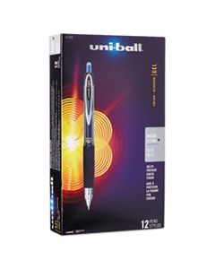 SAN61256 SIGNO 207 RETRACTABLE GEL PEN, MICRO 0.5MM, BLUE INK, SMOKE/BLACK/BLUE BARREL, DOZEN