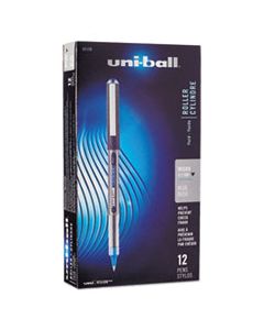 SAN60108 VISION STICK ROLLER BALL PEN, MICRO 0.5MM, BLUE INK, BLUE/GRAY BARREL, DOZEN