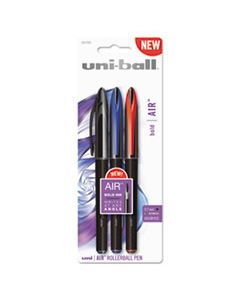 SAN1927595 AIR STICK ROLLER BALL PEN, MEDIUM 0.7MM, ASSORTED INK, BLACK BARREL, 3/PACK