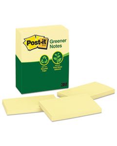 MMM655RPYW RECYCLED NOTE PADS, 3 X 5, CANARY YELLOW, 100-SHEET, 12/PACK