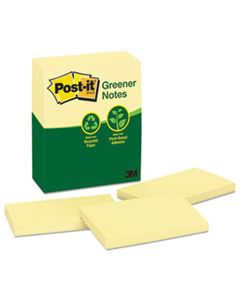 MMM655RPYW RECYCLED NOTE PADS, 3 X 5, CANARY YELLOW, 100-SHEET, 12/PACK