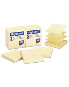 MMM6549PUY SELF-STICK POP-UP NOTES, 3 X 3, YELLOW, 100-SHEET, 12/PK