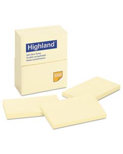 MMM6559YW SELF-STICK NOTES, 3 X 5, YELLOW, 100-SHEET, 12/PACK