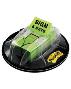 MMM680HVSD PAGE FLAGS IN DISPENSER, "SIGN & DATE", BRIGHT GREEN, 200 FLAGS/DISPENSER