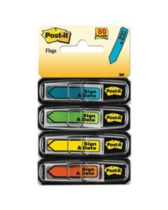 MMM684SD ARROW MESSAGE 1/2" PAGE FLAGS, SIGN & DATE, 4 PRIMARY COLORS, 20/DISP, 4 DISP/PK