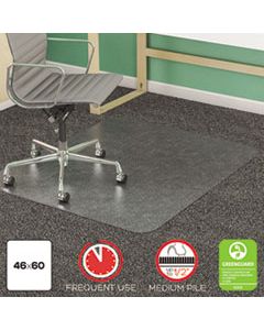 DEFCM44443F ANTI-STATIC FREQUENT USE CHAIR MAT FOR MEDIUM PILE CARPET, 46 X 60, CLEAR
