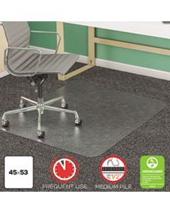 DEFCM14243 SUPERMAT FREQUENT USE CHAIR MAT, MED PILE CARPET, 45 X 53, BEVELED RECTANGLE, CLEAR