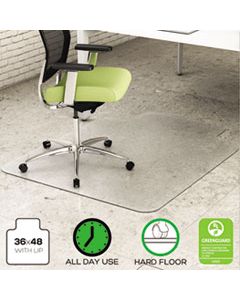 DEFCM2G112PET ENVIRONMAT ALL DAY USE CHAIR MAT FOR HARD FLOORS, 36 X 48, LIPPED, CLEAR