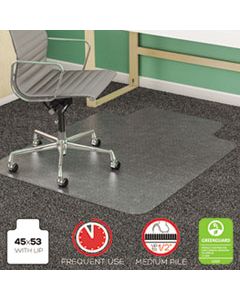 DEFCM14233 SUPERMAT FREQUENT USE CHAIR MAT FOR MEDIUM PILE CARPET, 45 X 53, WIDE LIPPED, CLEAR