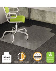 DEFCM13113 DURAMAT MODERATE USE CHAIR MAT, LOW PILE CARPET, FLAT, 36 X 48, LIPPED, CLEAR