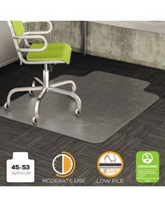 DEFCM13233 DURAMAT MODERATE USE CHAIR MAT FOR LOW PILE CARPET, 45 X 53, WIDE LIPPED, CLEAR