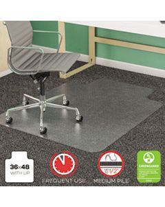 DEFCM14113 SUPERMAT FREQUENT USE CHAIR MAT, MED PILE CARPET, FLAT, 36 X 48, LIPPED, CLEAR