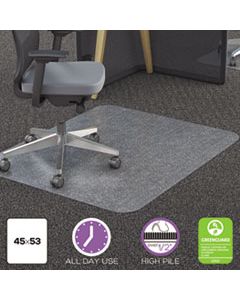 DEFCM11242PC POLYCARBONATE ALL DAY USE CHAIR MAT - ALL CARPET TYPES, 45 X 53, RECTANGLE, CLEAR