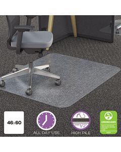 DEFCM11442FPC POLYCARBONATE ALL DAY USE CHAIR MAT - ALL CARPET TYPES, 46 X 60, RECTANGLE, CLEAR