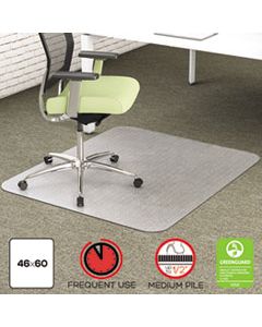 DEFCM1K442FPET ENVIRONMAT RECYCLED ANYTIME USE CHAIR MAT FOR MED PILE CARPET, 46 X 60, CLEAR