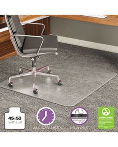 DEFCM17233 EXECUMAT ALL DAY USE CHAIR MAT FOR HIGH PILE CARPET, 45 X 53, WIDE LIPPED, CLEAR