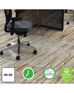 DEFCM21242PC POLYCARBONATE ALL DAY USE CHAIR MAT - HARD FLOORS, 45 X 53, RECTANGLE, CLEAR