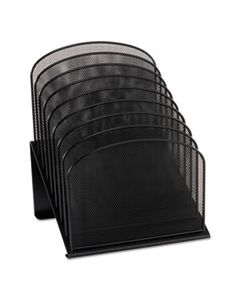 SAF3258BL ONYX MESH DESK ORGANIZER WITH TIERED SECTIONS, 8 SECTIONS, LETTER TO LEGAL SIZE FILES, 11.75" X 10.75" X 14", BLACK