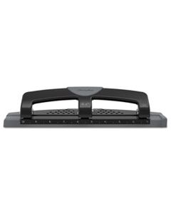 SWI74134 12-SHEET SMARTTOUCH THREE-HOLE PUNCH, 9/32" HOLES, BLACK/GRAY