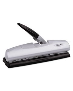 SWI74030 20-SHEET LIGHTTOUCH DESKTOP TWO-TO-SEVEN-HOLE PUNCH, 9/32" HOLES, SILVER/BLACK