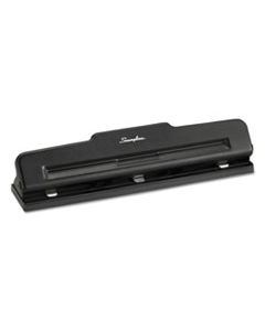 SWI74015 10-SHEET DESKTOP TWO-TO-THREE-HOLE ADJUSTABLE PUNCH, 9/32" HOLES, BLACK