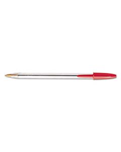 BICMS11RD CRISTAL XTRA SMOOTH STICK BALLPOINT PEN, 1MM, RED INK, CLEAR BARREL, DOZEN