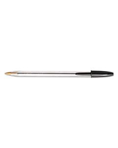 BICMS11BK CRISTAL XTRA SMOOTH STICK BALLPOINT PEN, 1MM, BLACK INK, CLEAR BARREL, DOZEN