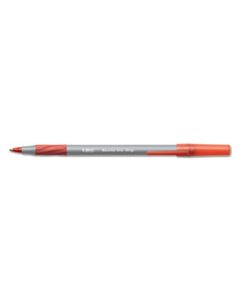 BICGSFG11RD ROUND STIC GRIP XTRA COMFORT STICK BALLPOINT PEN, 0.8MM, RED INK, GRAY BARREL, DOZEN