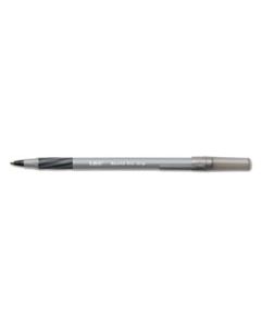 BICGSFG11BK ROUND STIC GRIP XTRA COMFORT STICK BALLPOINT PEN, 0.8MM, BLACK INK, GRAY BARREL, DOZEN