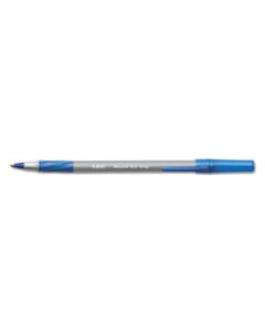 BICGSMG11BE ROUND STIC GRIP XTRA COMFORT STICK BALLPOINT PEN, 1.2MM, BLUE INK, GRAY BARREL, DOZEN