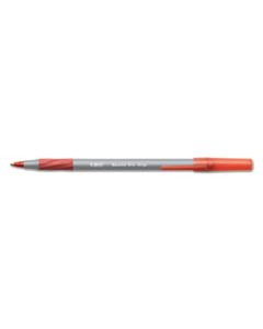 BICGSMG11RD ROUND STIC GRIP XTRA COMFORT STICK BALLPOINT PEN, 1.2MM, RED INK, GRAY BARREL, DOZEN