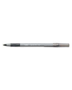 BICGSMG361BK ROUND STIC GRIP XTRA COMFORT STICK BALLPOINT PEN, 1.2MM, BLACK INK, GRAY BARREL, 36/PACK