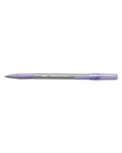 BICGSMG11PE ROUND STIC GRIP XTRA COMFORT STICK BALLPOINT PEN, 1.2MM, PURPLE INK, GRAY BARREL, DOZEN