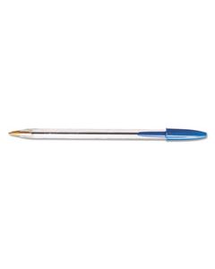 BICMS11BE CRISTAL XTRA SMOOTH STICK BALLPOINT PEN, 1MM, BLUE INK, CLEAR BARREL, DOZEN